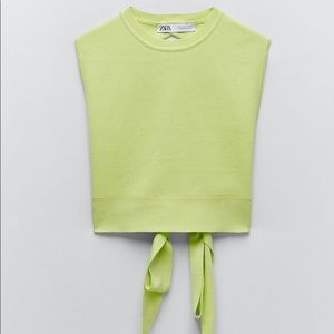 BNWT Zara neon knit open back cropped top